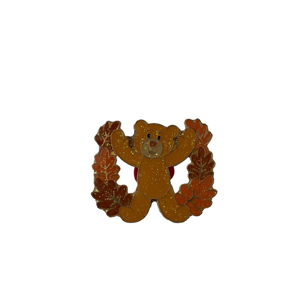 Build a Bear Workshop Fall Bear Pin 2009 Orange Leaves BABW
